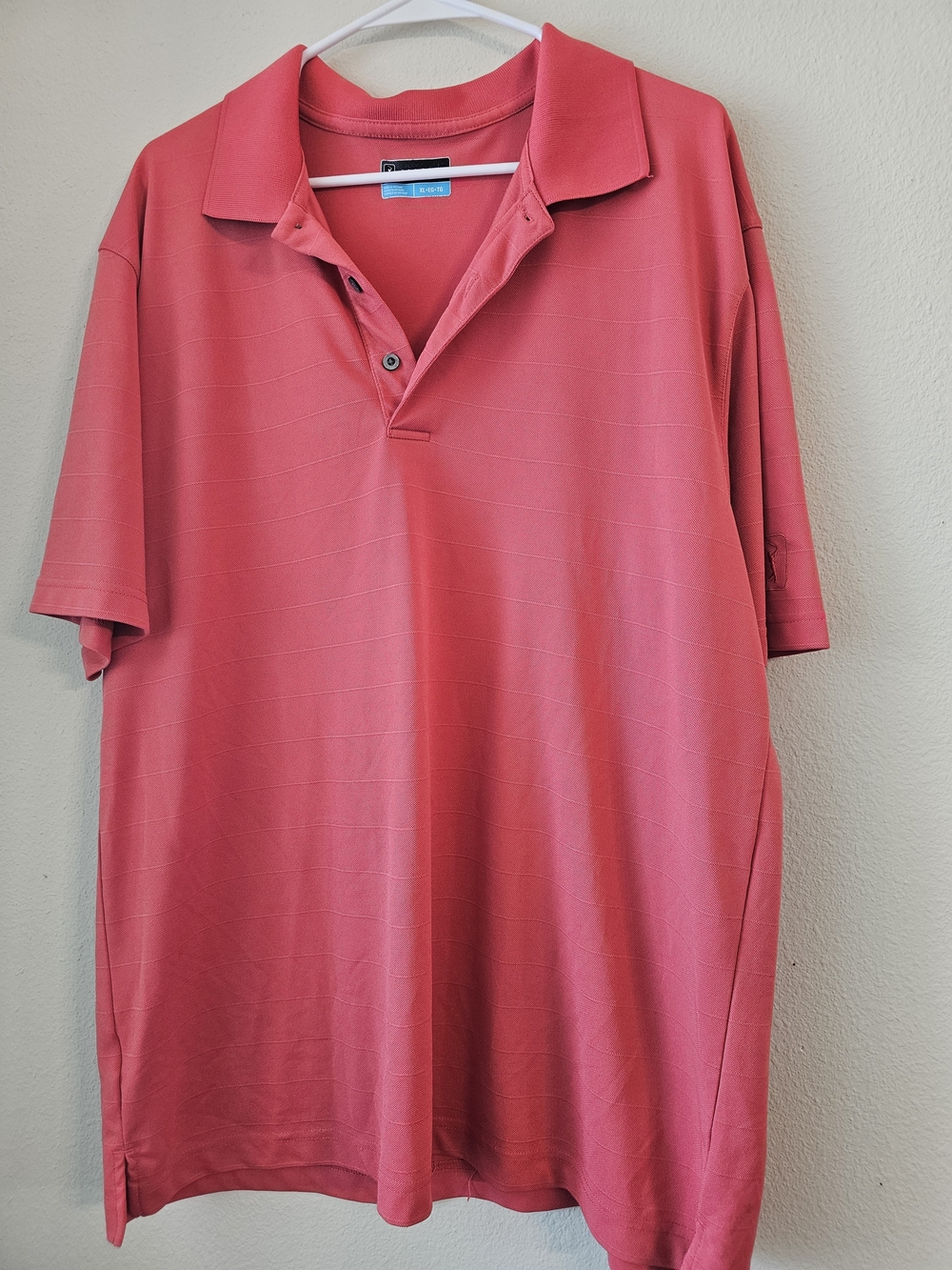 PGA Tour Men's Polo in Coral Pink